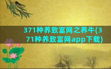 371种养致富网之养牛(371种养致富网app下载)