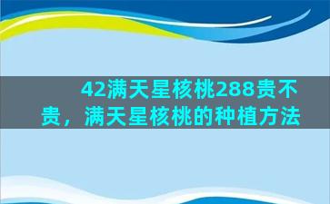 42满天星核桃288贵不贵，满天星核桃的种植方法