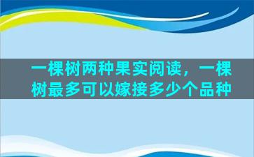 一棵树两种果实阅读，一棵树最多可以嫁接多少个品种