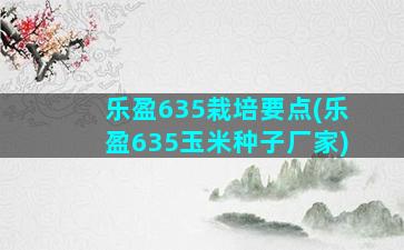 乐盈635栽培要点(乐盈635玉米种子厂家)