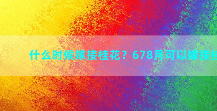 什么时候嫁接桂花？678月可以嫁接桂花树吗