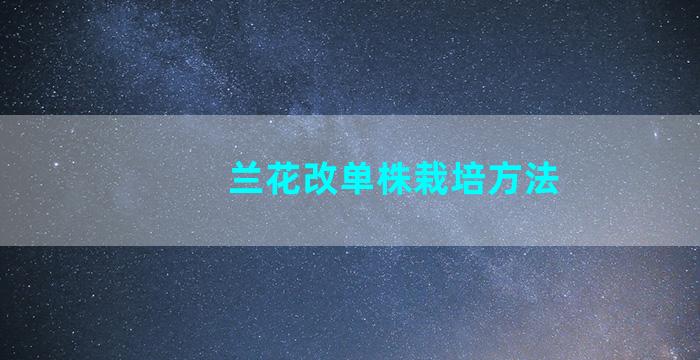 兰花改单株栽培方法