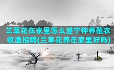 兰草花在家里怎么遂宁种养殖农牧渔招聘(兰草花养在家里好吗)