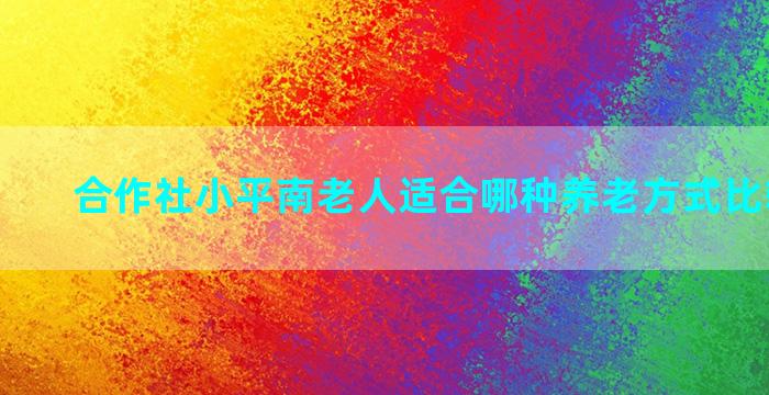 合作社小平南老人适合哪种养老方式比较划算啊