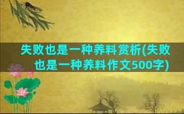 失败也是一种养料赏析(失败也是一种养料作文500字)