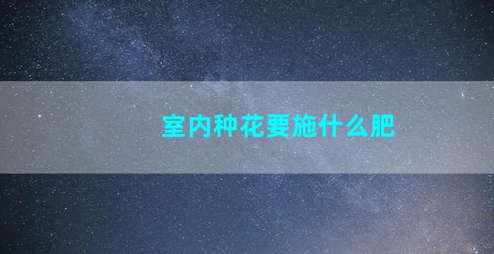 室内种花要施什么肥