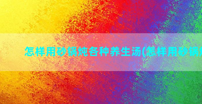 怎样用砂锅炖各种养生汤(怎样用砂锅炖羊排)