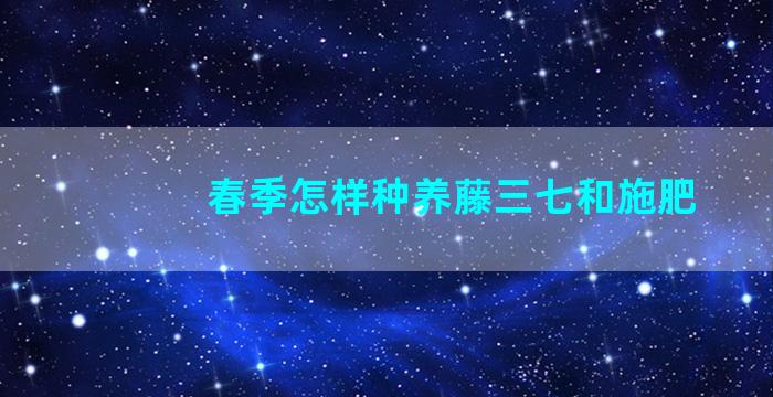 春季怎样种养藤三七和施肥