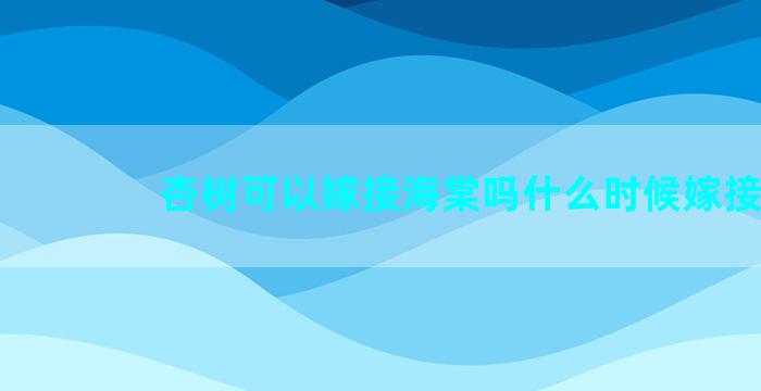 杏树可以嫁接海棠吗什么时候嫁接