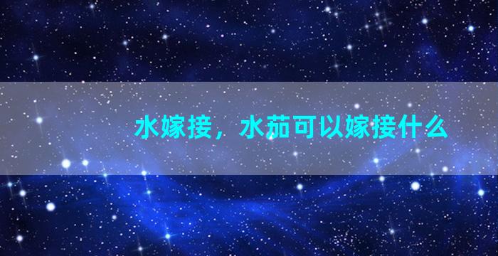 水嫁接，水茄可以嫁接什么