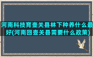 河南科技育壶关县林下种养什么最好(河南回壶关县需要什么政策)