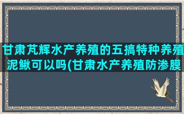 甘肃芃辉水产养殖的五搞特种养殖泥鳅可以吗(甘肃水产养殖防渗膜施工)