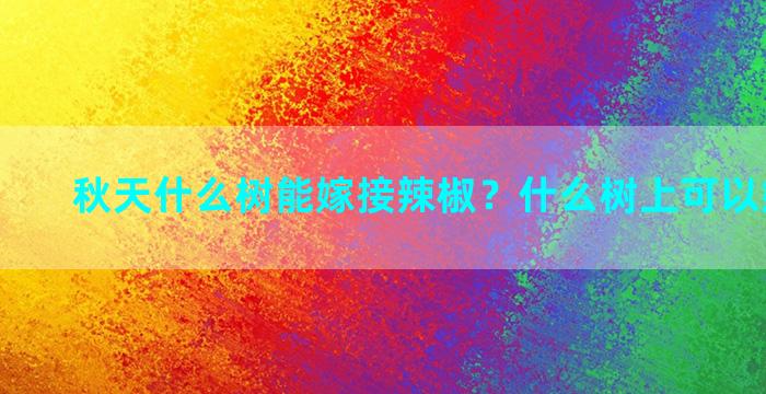 秋天什么树能嫁接辣椒？什么树上可以嫁接辣椒