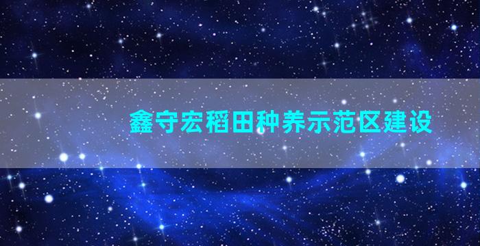 鑫守宏稻田种养示范区建设